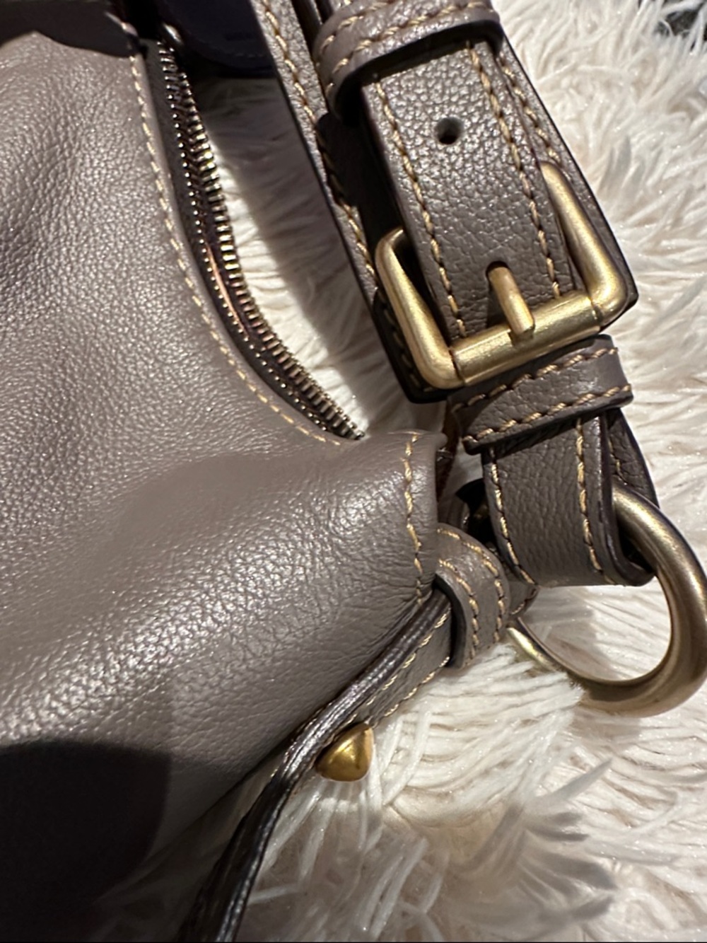 Dooney & Bourke Taupe and Black Two-Tone Leather Hobo - Picture 5 of 17